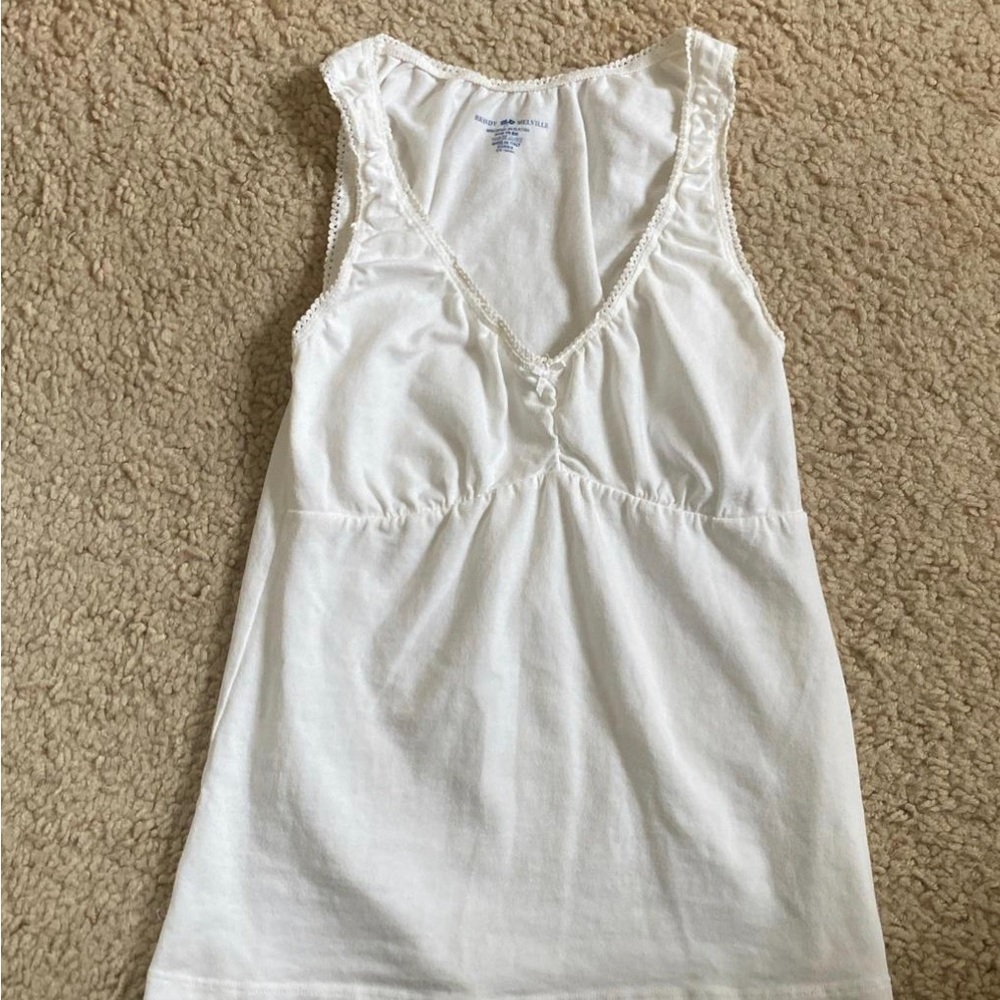Brandy Melville White Sleeveless Top with Lace Trim